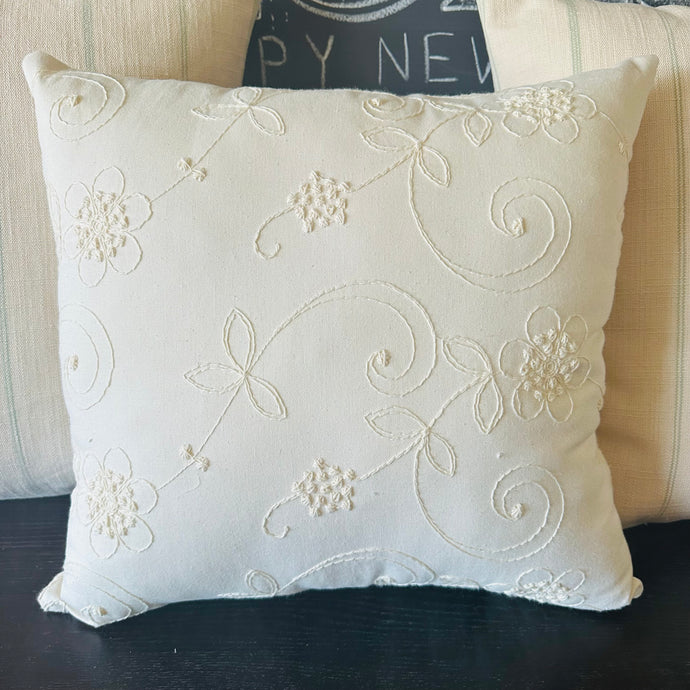 Ecru Embroidered Pillow