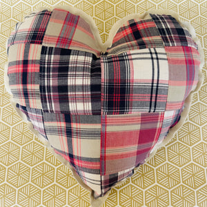 Pink Madras Heart  Pillow