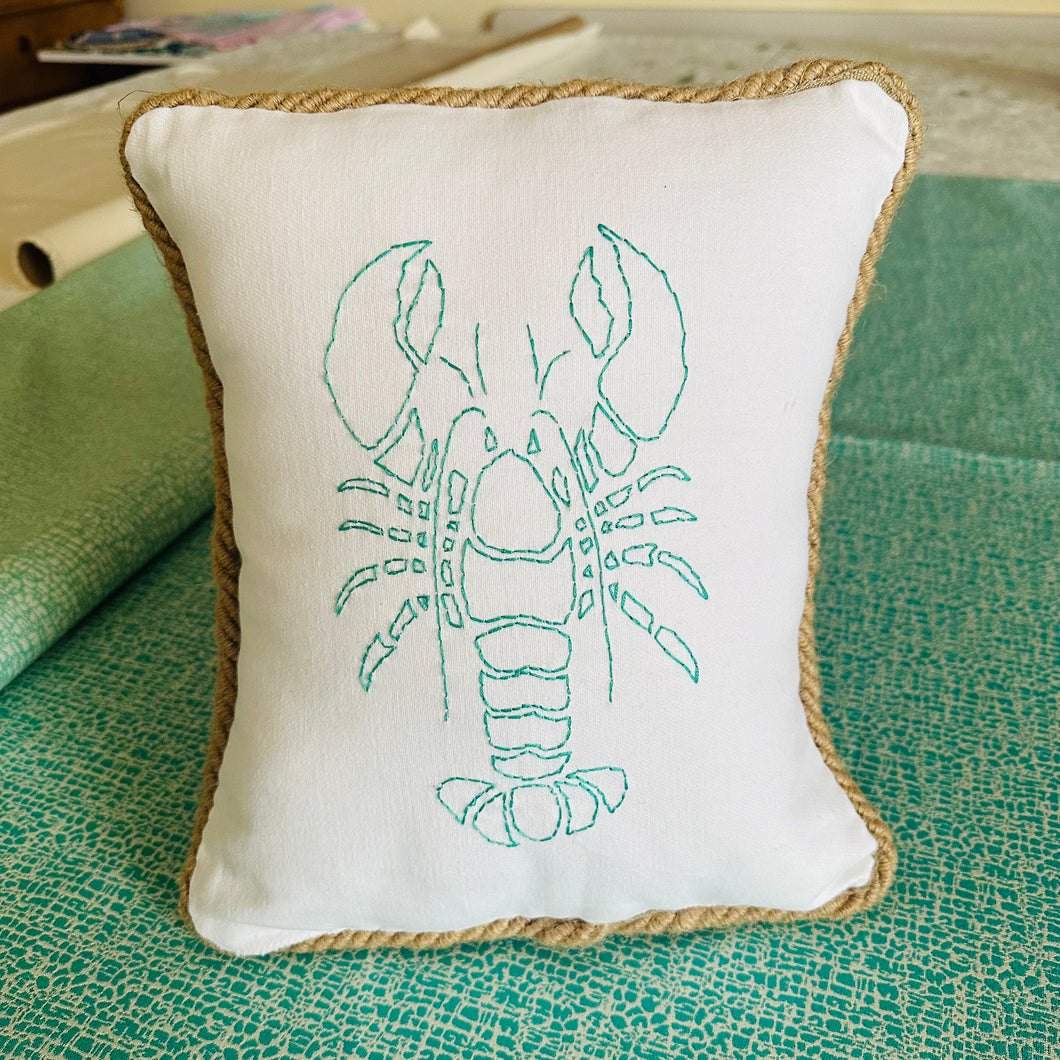 Aqua Embroidered Lobster