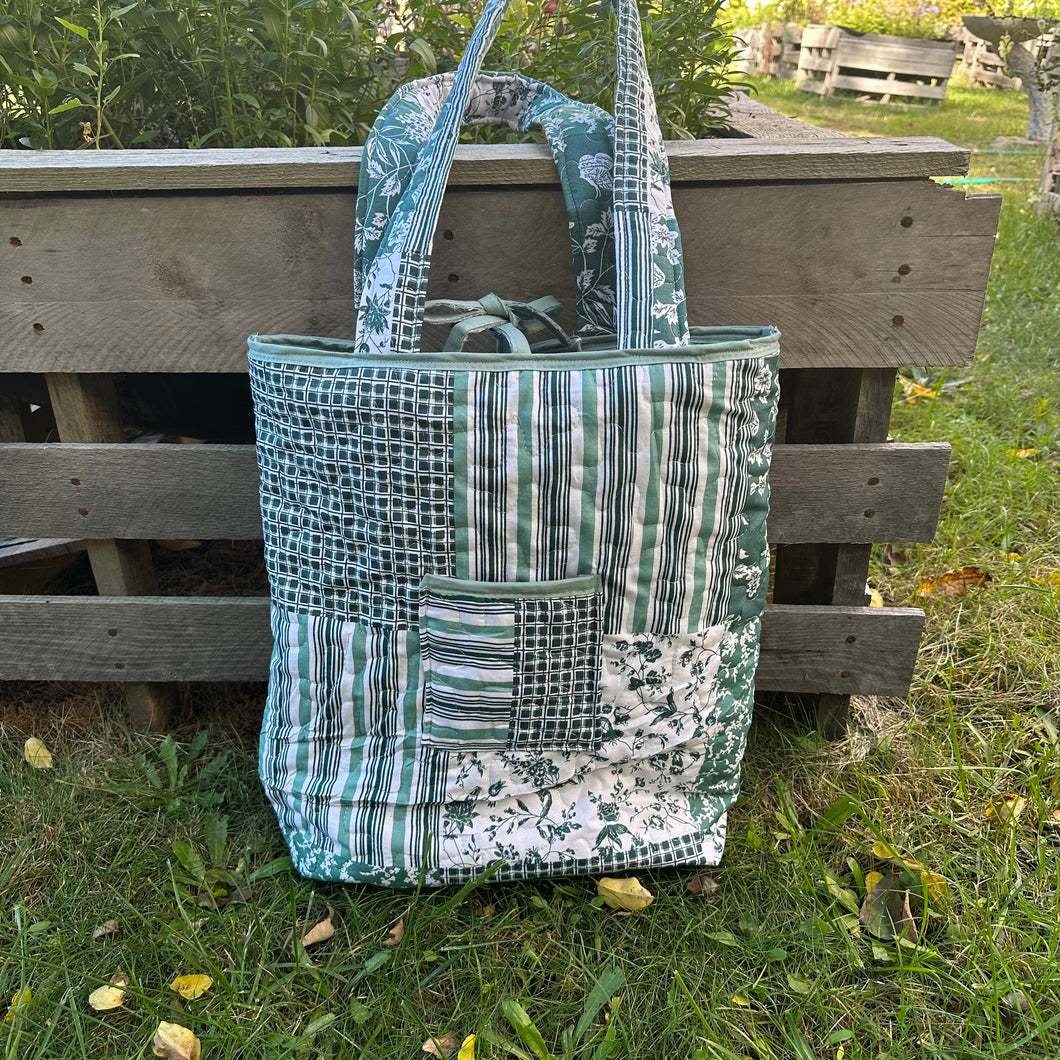Sage “quilt” Tote