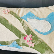 Blue Bird/Cherry Tree Branch Appliqué Pillow