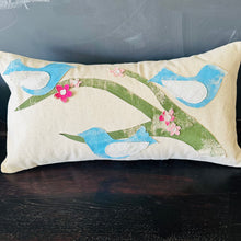 Blue Bird/Cherry Tree Branch Appliqué Pillow