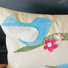 Blue Bird/Cherry Tree Branch Appliqué Pillow
