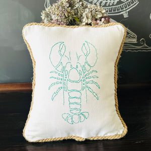 Aqua Embroidered Lobster